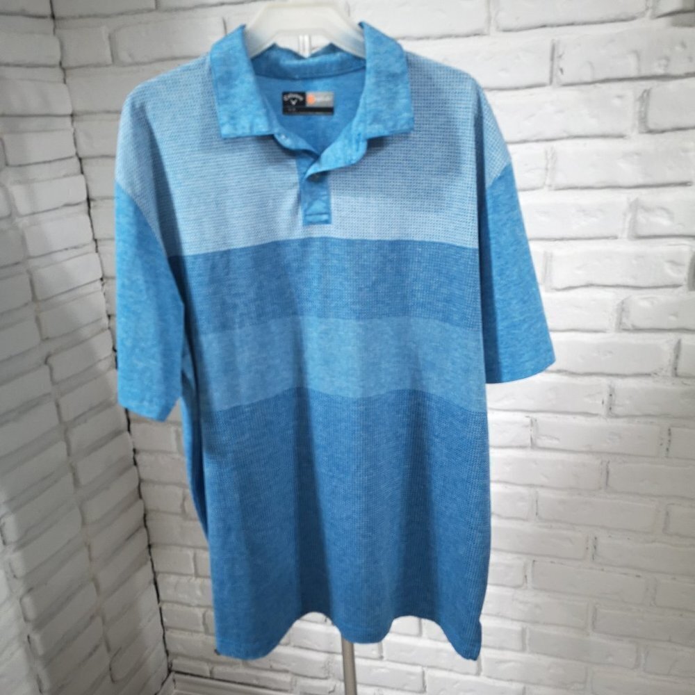 Callaway Opti-Dri Men's Size Large Blue/White/Black Golf Polo Shirt